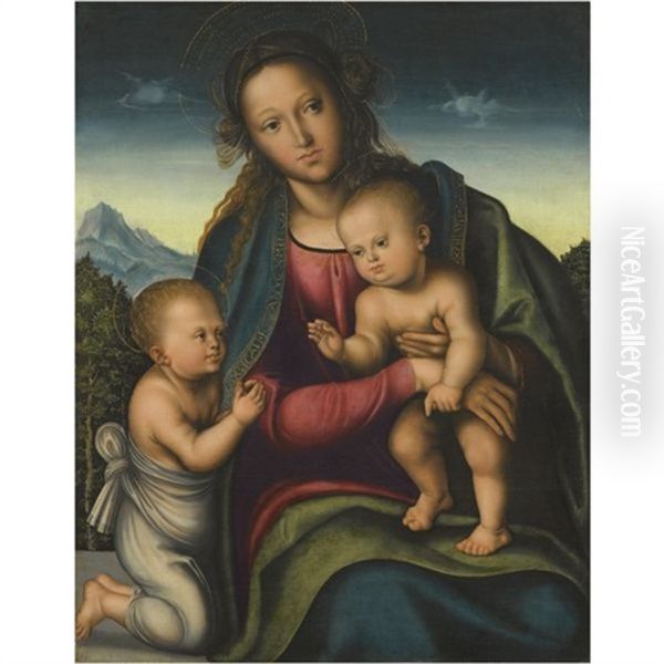 The Virgin And Child With The Infant Saint John Oil Painting by Lucas Cranach the Elder