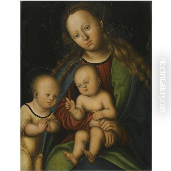 Virgin And Child With The Infant Saint John The Baptist Oil Painting by Lucas Cranach the Elder