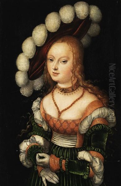 Dreiviertelbildnis Einer Jungen Frau Oil Painting by Lucas Cranach the Elder