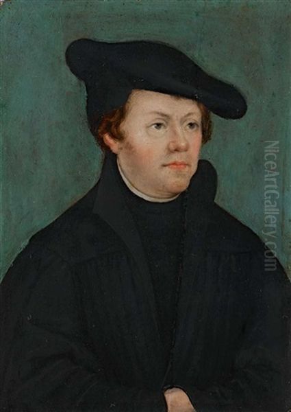 Martin Luther (+ Katharina Von Bora; 2 Works) Oil Painting by Lucas Cranach the Elder