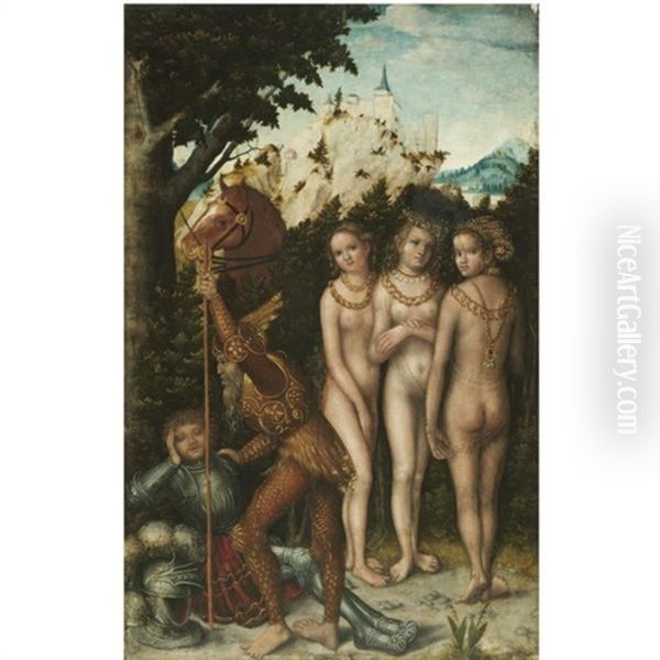 The Judgment Of Paris Oil Painting by Lucas Cranach the Elder