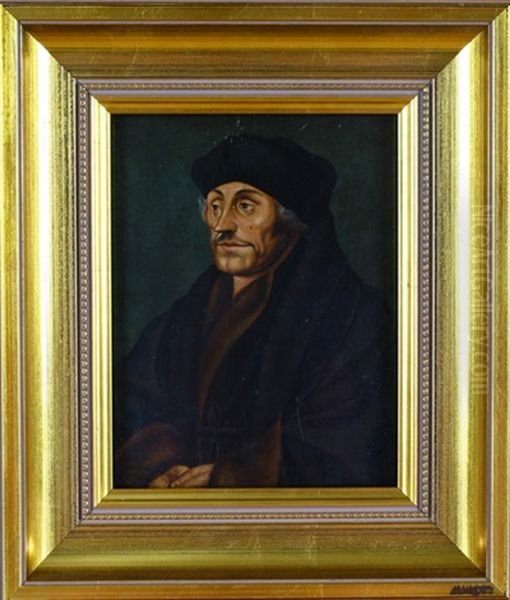 Bildnis Des Humanisten Erasmus Von Rotterdam (after Hans Holbien D.j.) Oil Painting by Lucas Cranach the Elder