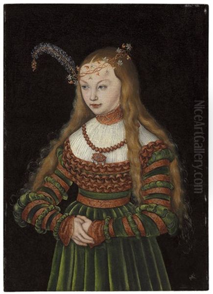 Portrait Of Princess Sybille Of Cleves, Wife Of Johann Friedrich The Magnanimous Of Saxony Oil Painting by Lucas Cranach the Elder