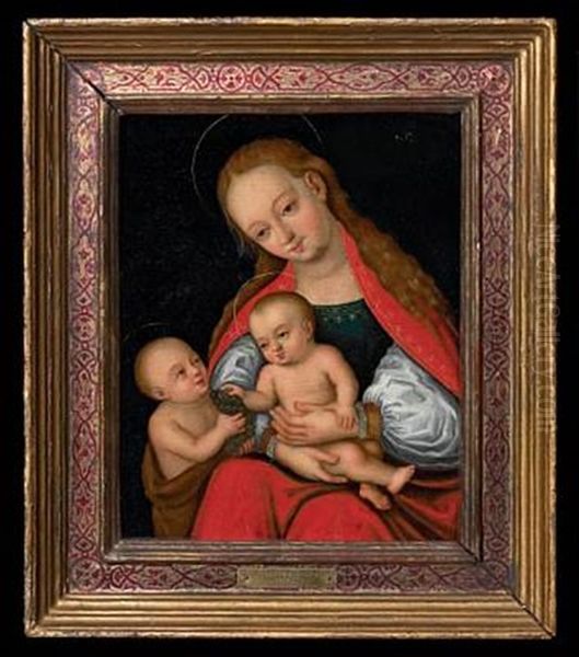 Madonna And The Baby Oil Painting by Lucas Cranach the Elder