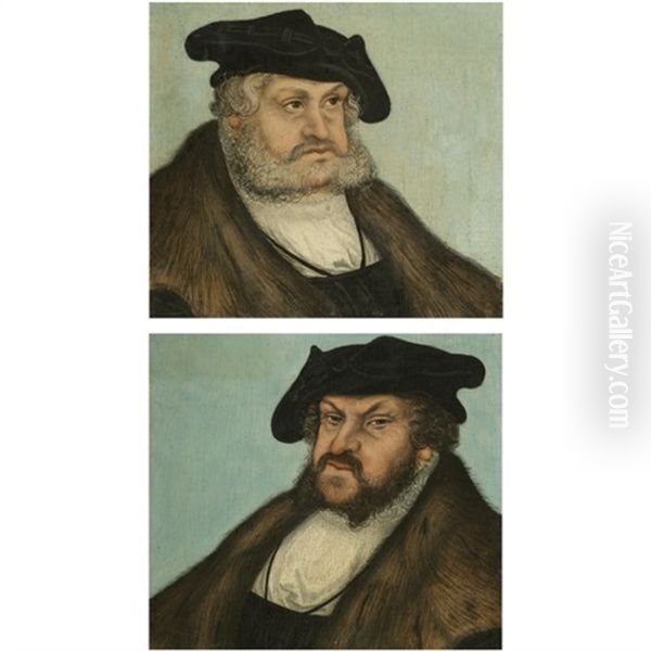 Portrait Of The Elector Frederick Iii The Wise Of Saxony (+ Portrait Of The Elector John The Steadfast Of Saxony; Pair) Oil Painting by Lucas Cranach the Elder