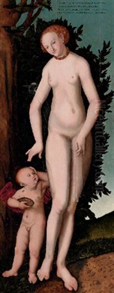 Venus And Cupid, The Honey Thief Oil Painting by Lucas Cranach the Elder