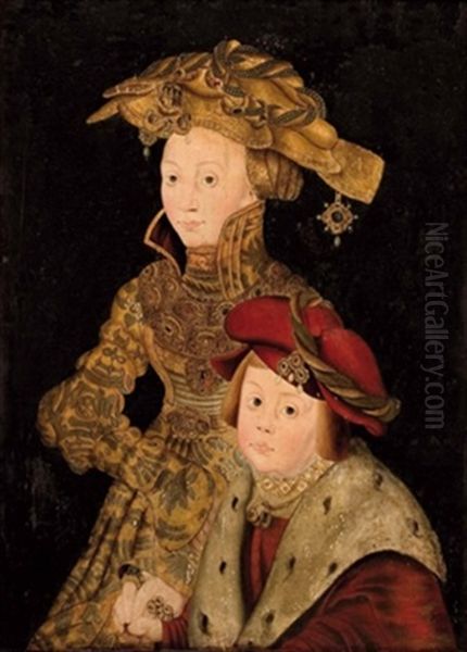 Furstin Mit Kind (sophie Und Johann Friedrich Von Sachsen?) Oil Painting by Lucas Cranach the Elder