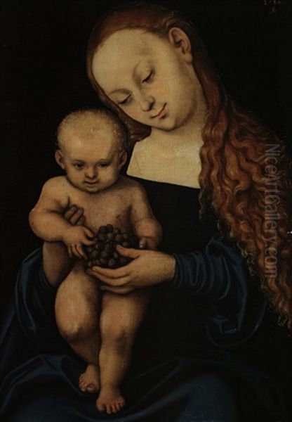 Die Madonna Mit  Der Traube (und Stehendem Kind) Oil Painting by Lucas Cranach the Elder