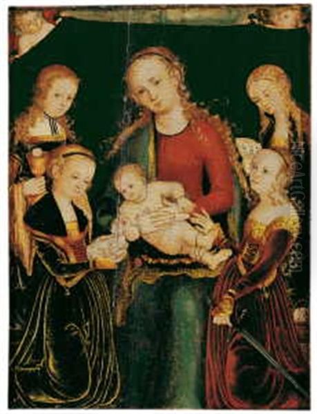 Maria Mit Kind Und Den Hl. Agnes, Barbara, Katharina Und Dorothea by Lucas Cranach the Elder