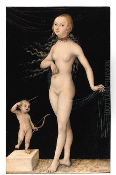 Venus And Cupid Oil Painting by Lucas Cranach the Elder