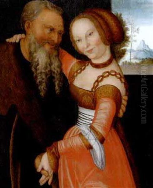 Der Verliebte Alte Oil Painting by Lucas Cranach the Elder