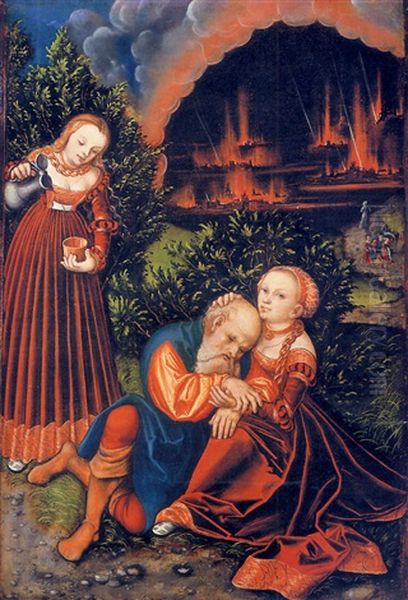 Lot And His Daughters Oil Painting by Lucas Cranach the Elder