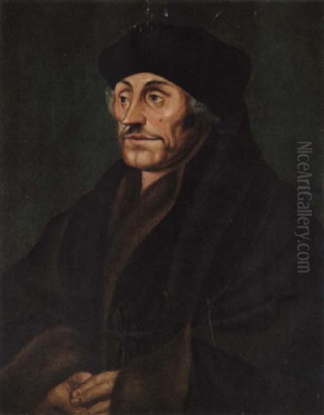 Bildnis Des Humanisten Erasmus Von Rotterdam In Halbfigur Oil Painting by Lucas Cranach the Elder