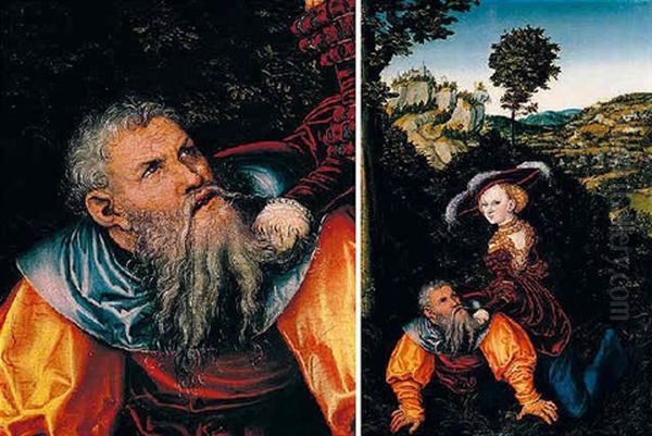 Phyllis And Aristotle Oil Painting by Lucas Cranach the Elder