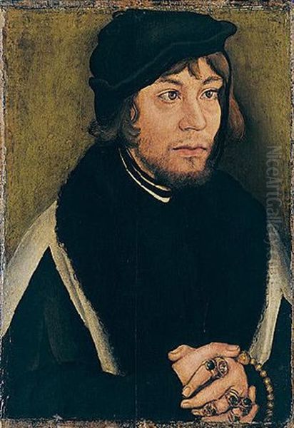 Portrait Of The Margrave Of Brandenburg-ansbach, Grand Master Of The Teutonic Order, And Later Duke Of Prussia Oil Painting by Lucas Cranach the Elder