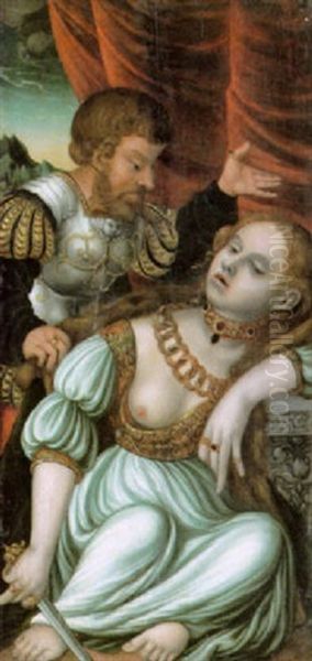 Lucretia, Gemahlin Des Romers Tarquinius Collatinus, Erdolcht Sich Oil Painting by Lucas Cranach the Elder