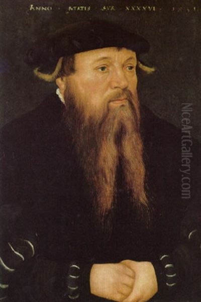 Bildnis Eines 46-jahrigen, Bartigen Mannes Mit Barett Oil Painting by Lucas Cranach the Elder