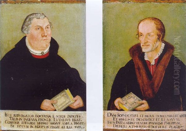 Portrait Of Martin Luther Wearing A Black Coat Oil Painting by Lucas Cranach the Elder