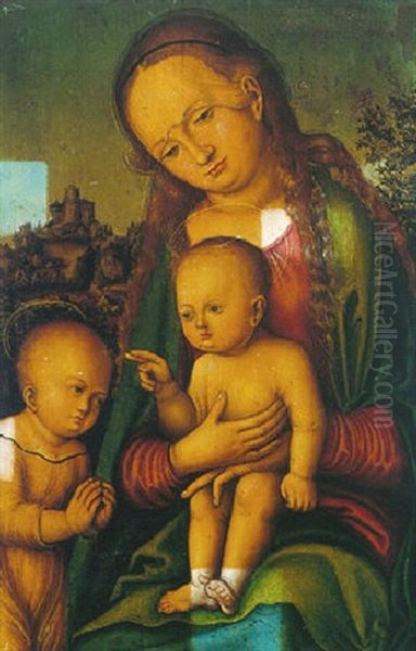 The Virgin And Child With The Infant Saint John The Baptist Oil Painting by Lucas Cranach the Elder