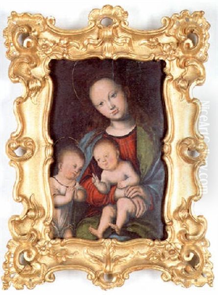 Madonna And Child With The Infant St. John Oil Painting by Lucas Cranach the Elder