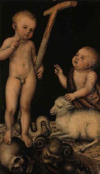 The Infant Chrsit With Saint John The Baptist Oil Painting by Lucas Cranach the Elder