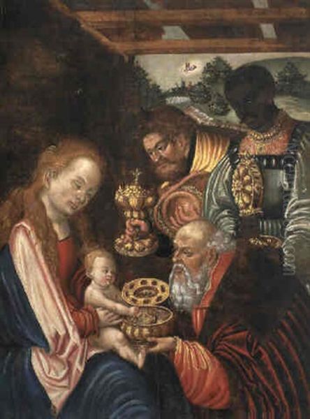 Die Anbetung Der Konige Oil Painting by Lucas Cranach the Elder