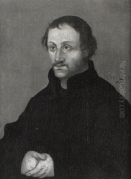 Portrait Of Phillip Melanchthon Seated, In Black Costume Oil Painting by Lucas Cranach the Elder