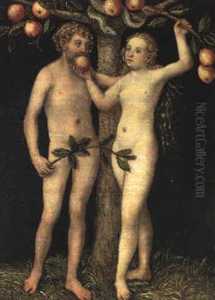 Adam Und Eva Oil Painting by Lucas Cranach the Elder