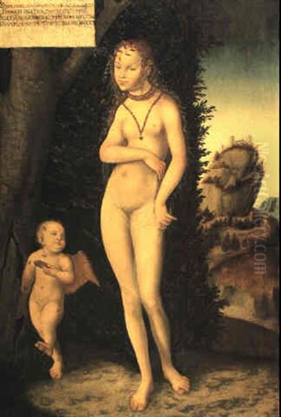 Cupid The Honey Thief Complaining To Venus Oil Painting by Lucas Cranach the Elder