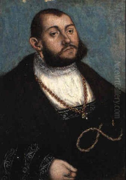 Portrait Of Elector Johann Friedrich 'der Grossm_tige' Of Saxony Oil Painting by Lucas Cranach the Elder