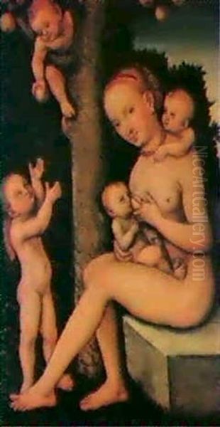 Charity Oil Painting by Lucas Cranach the Elder