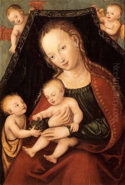 The Virgin And Child With The Infant Saint John The Baptist And Two Putti Oil Painting by Lucas Cranach the Elder