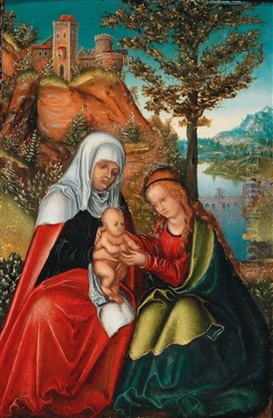 The Virgin And Child With Saint Anne Oil Painting by Lucas Cranach the Younger