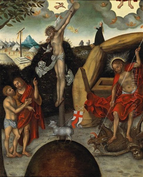 Kreuzigung Mit Dem Auferstandenen Christus Oil Painting by Lucas Cranach the Younger