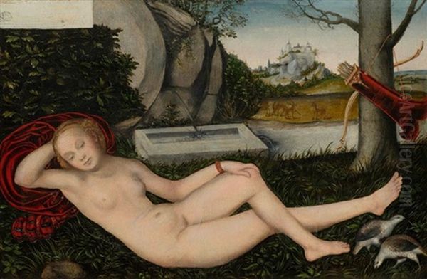 Schlafende Diana Oil Painting by Lucas Cranach the Younger