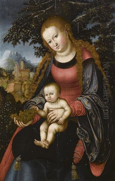 Madonna Mit Kind In Einer Landschaft Oil Painting by Lucas Cranach the Younger