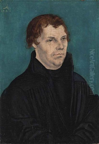 Portrait Of Martin Luther (1483-1564), Half-length, In Black Oil Painting by Lucas Cranach the Younger