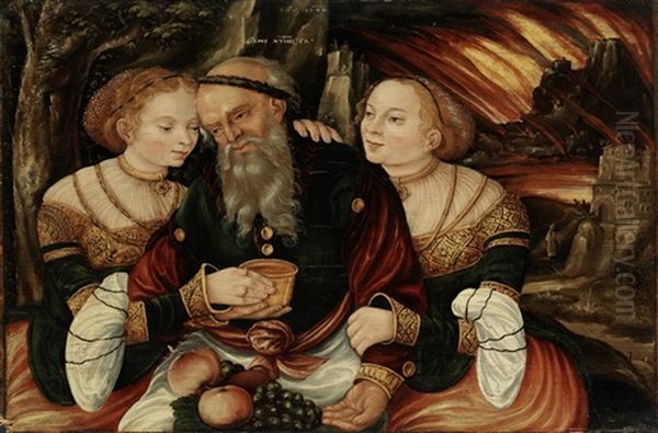 Lot Und Seine Tochter (genssis 19, 23-38 = 1. Buch Mose) Oil Painting by Lucas Cranach the Younger