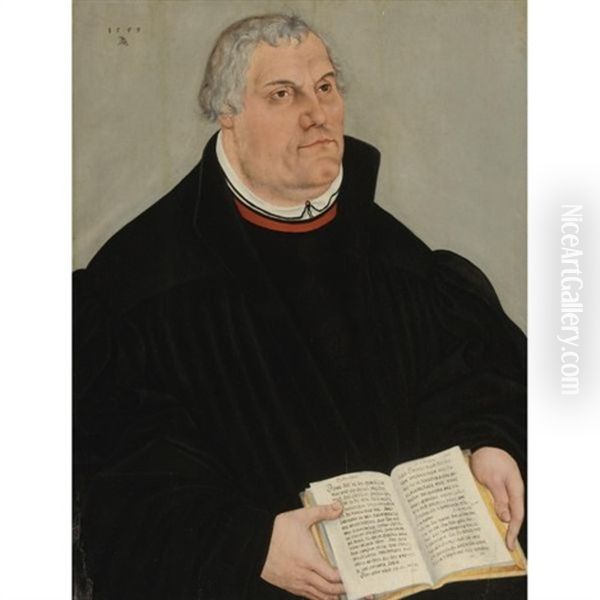 Portrait Of Martin Luther Oil Painting by Lucas Cranach the Younger