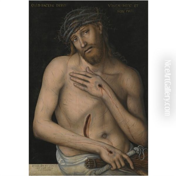 Christ As The Man Of Sorrows Oil Painting by Lucas Cranach the Younger