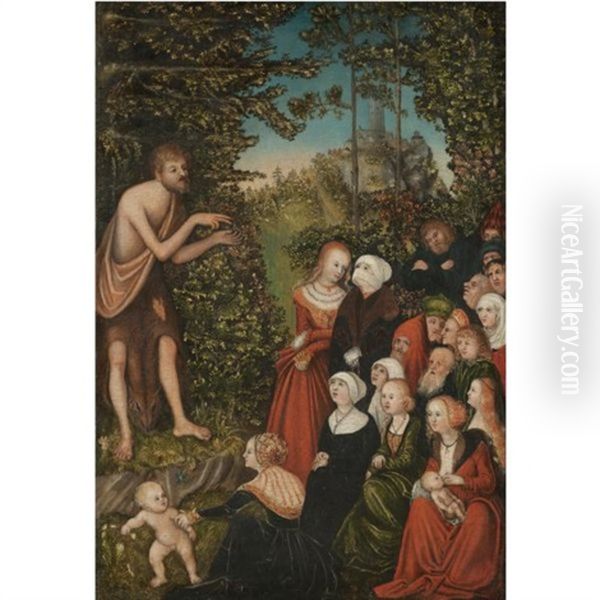 Saint John The Baptist Preaching In The Wilderness Oil Painting by Lucas Cranach the Younger