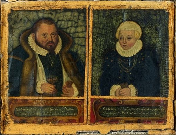 Double Portrait : Ludwig Vi, 1539 - 1583 Et Elisabeth Von Essen, Son Epouse, 1539 - 1582 Oil Painting by Lucas Cranach the Younger