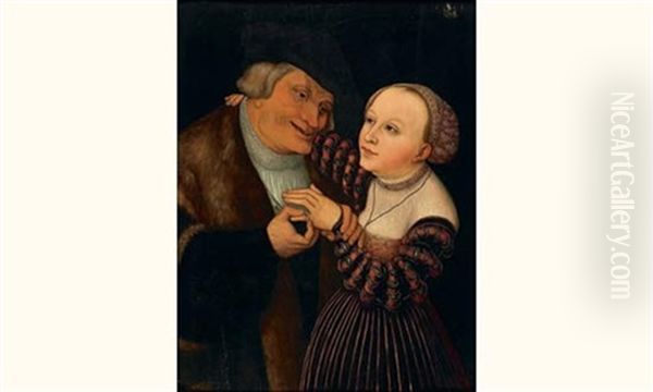 Les Amants Mal Assortis Oil Painting by Lucas Cranach the Younger