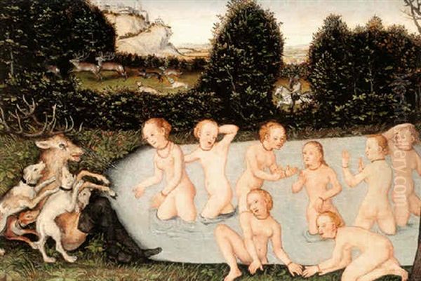 Diana And Actaeon Oil Painting by Lucas Cranach the Younger