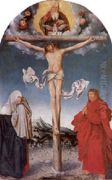 Christus Am Kreuz Zwischen Maria Und Johannes Oil Painting by Lucas Cranach the Younger