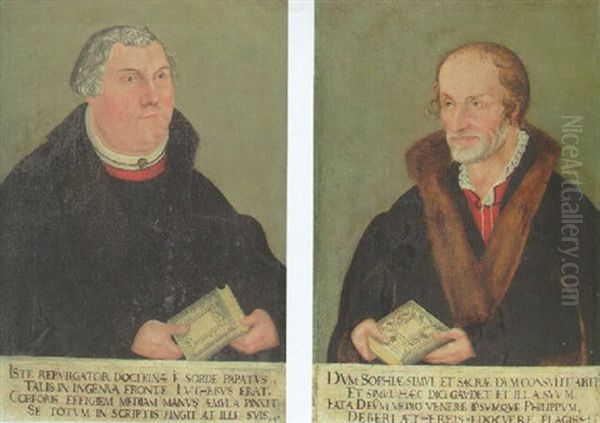 Portrait Of Martin Luther In A Black Coat Oil Painting by Lucas Cranach the Younger