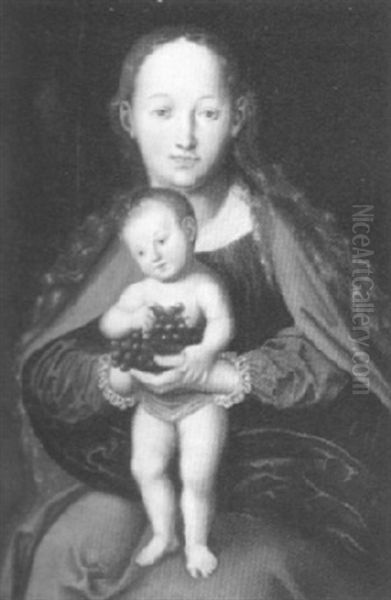 Madonna Mit Kind, Das Dunkle Weintrauben In Den Handen Halt Oil Painting by Lucas Cranach the Younger