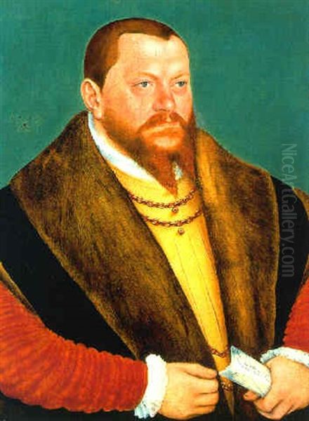 Portrait Of Duke Augustus Of Saxony Oil Painting by Lucas Cranach the Younger