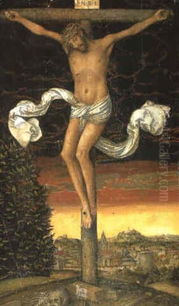 Christ On The Cross Oil Painting by Lucas Cranach the Younger