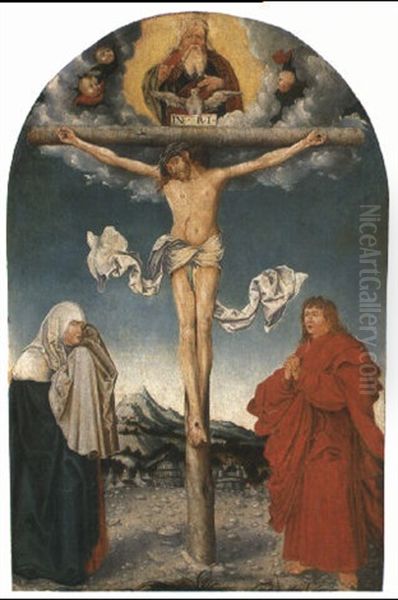 Christus Am Kreuz Zwischen Maria Und Johannes Oil Painting by Lucas Cranach the Younger